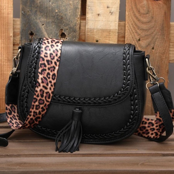 Boho Cream Leopard Strap Shoulder Crossbody Bag - Picture 2 of 11